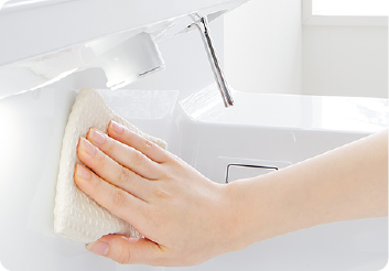 お手入れしやすい洗面化粧台に