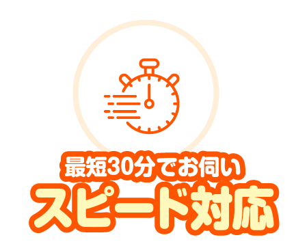 最短30分でお伺いスピード対応