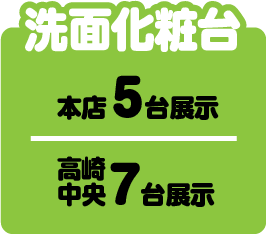 洗面化粧台 本店5台展示 高崎中央7台